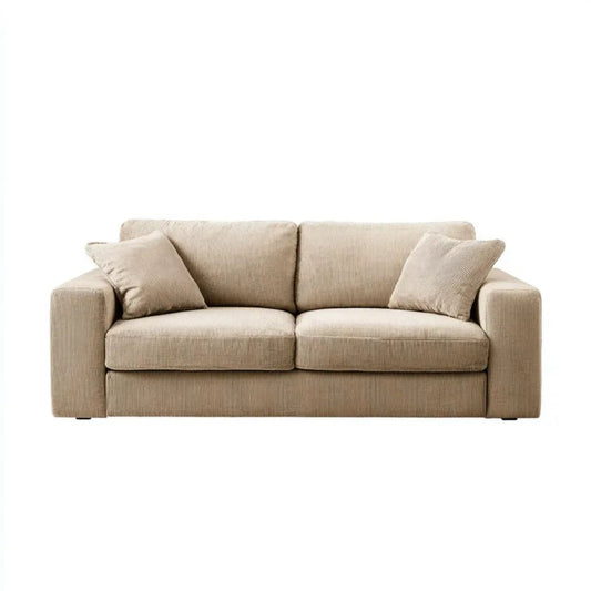Dwuosobowa sofa z poliestru sztruksowego, beżowa, 180 x 90 x 85 cm