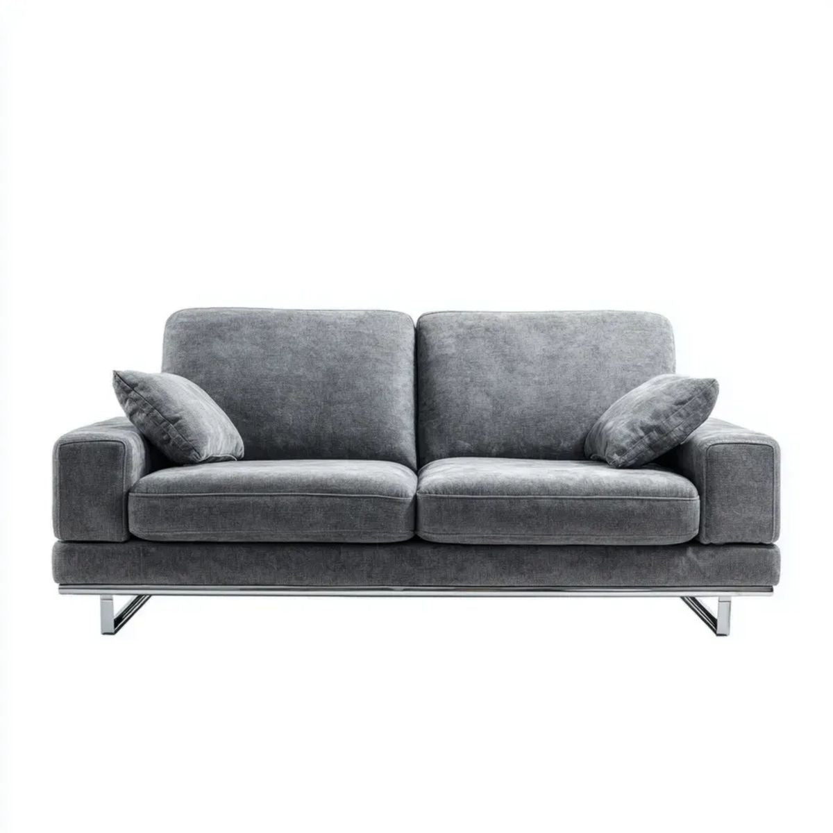 Sofa dwuosobowa szara z aksamitu poliestrowego 180 x 90 x 85 cm